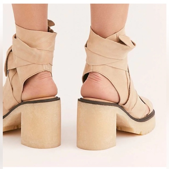 Free People Women’s Blake Platform Booties Beige Size 38 (7.5) - Picture 6 of 11